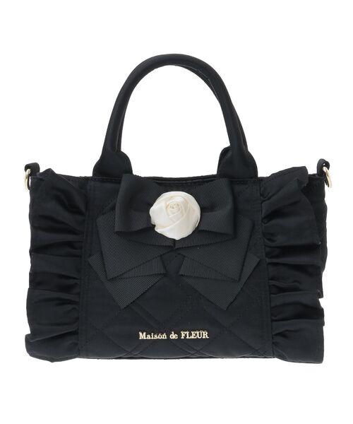 Maison de FLEUR トートバッグ ローズ2Wayキルティング