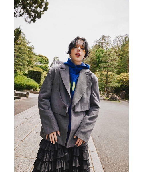 ジャケット・アウター OMMO VEST LAYERED BIG SHOULDER JK OMMO ONLINE STORE / VEST LAYERED BIG SHOULDER JK
