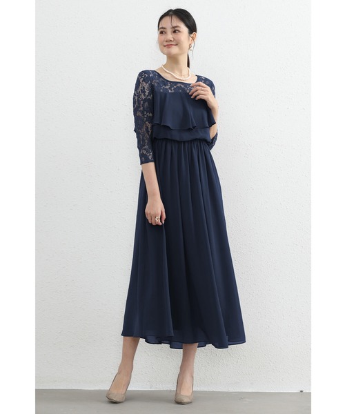 Cinderella レース切替ドッキングワンピース ネイビー Cinderella 「Cinderella」 ドッキングワンピース SMALL
