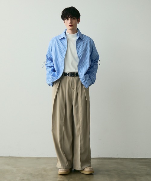ブルゾン アウター WYM ストライプ WYM LIDNM ブルゾン アウター MINIMAL 2WAY TRACK ZIP BLOUSON メンズ