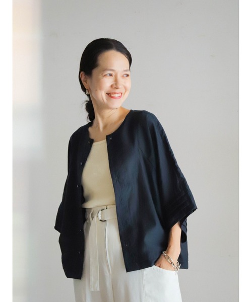 「FIL DE FER」 半袖ブラウス FREE ネイビー レディース_画像8