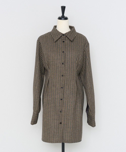 ENC ワンピース brushed check waist tuck one piece / 起毛チェック