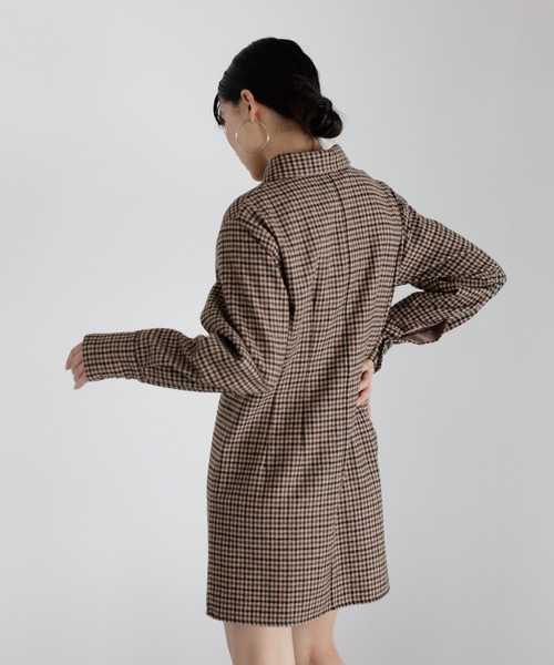 ENC ワンピース brushed check waist tuck one piece / 起毛チェック