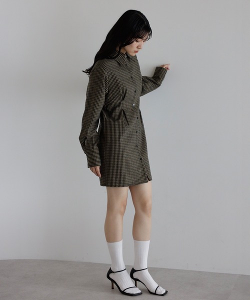 ウエストタックワンピース 前後2wayで楽しめる ウエストタックワンピース ハーフジップワンピース