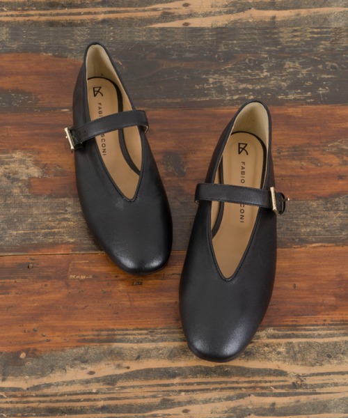 極美品✨FABIO RUSCONI ブラック フラットシューズ　36 1/2 黒 美品 FABIO RUSCONI ブラック フラットシューズ36 - ○ファビオ