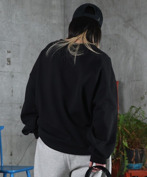 トレーナー スウェット AW 裏起毛 ハートワンポイント刺繍クルーネック