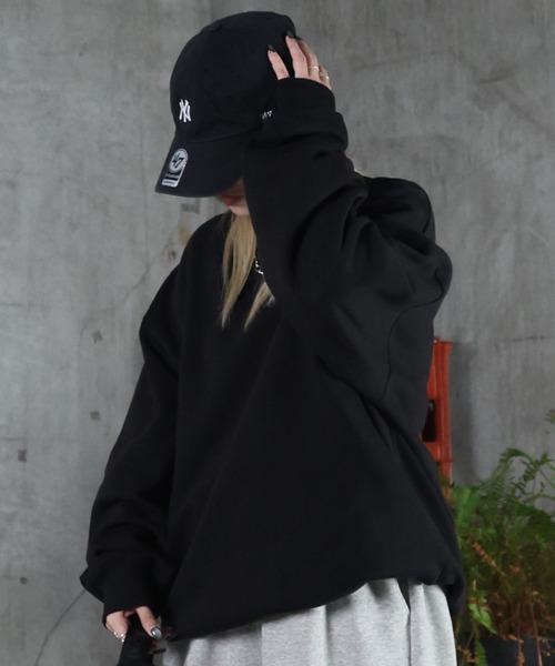 トレーナー スウェット AW 裏起毛 ハートワンポイント刺繍クルーネック