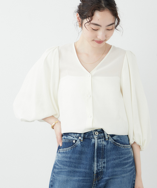 「Plage」 7分袖ブラウス - ブラック レディースの画像