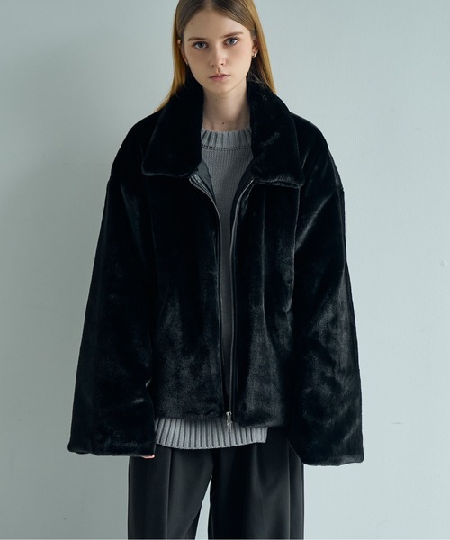 中古☆THE NORTH FACEショートブルゾン黒裏地グレーフリースファーXL ELLUV ブルゾン アウター 「ELLUV/エルヴ」ノーブルエレガンスファー