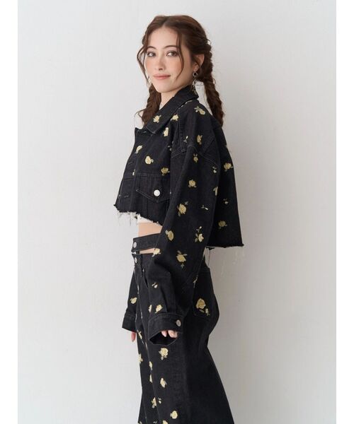 デニムジャケット gジャン Embroideryデニムブルゾン「セットアップ着用可能」 レディースの画像