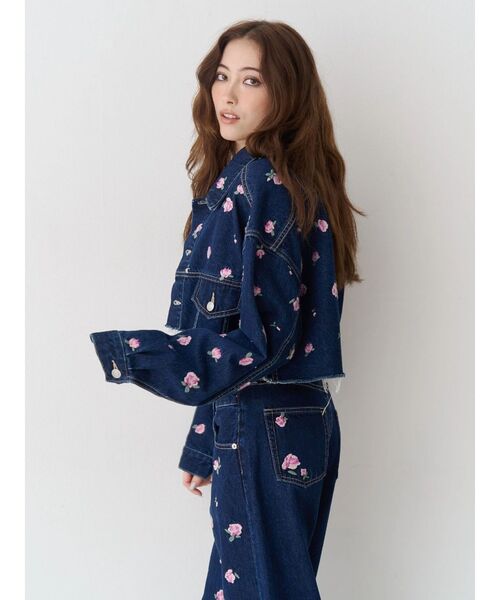 デニムジャケット gジャン Embroideryデニムブルゾン「セットアップ着用可能」 レディースの画像