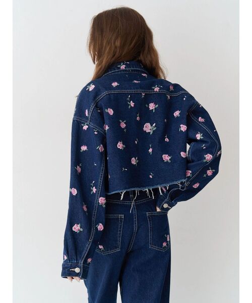 デニムジャケット gジャン Embroideryデニムブルゾン「セットアップ着用可能」 レディースの画像