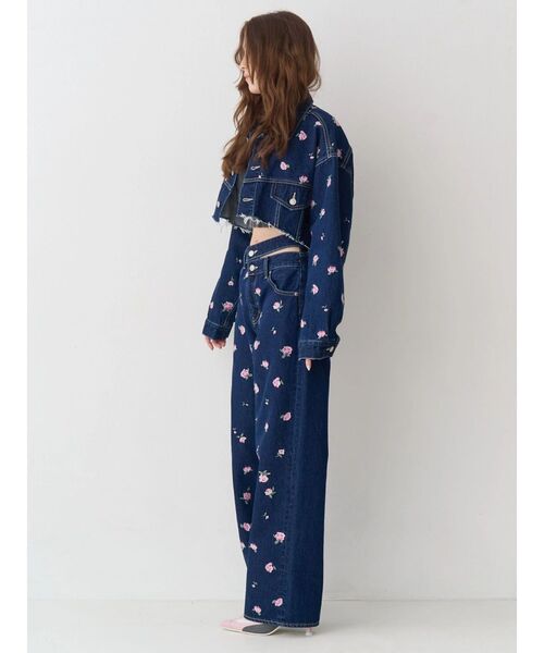 デニムジャケット gジャン Embroideryデニムブルゾン「セットアップ着用可能」 レディースの画像