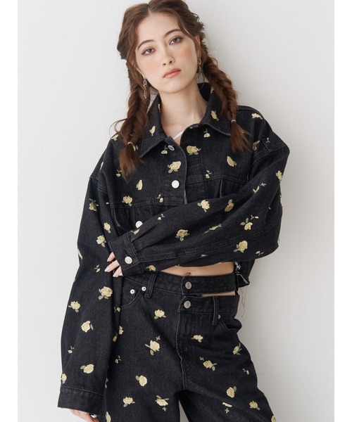 デニムジャケット gジャン Embroideryデニムブルゾン「セットアップ着用可能」 レディースの画像