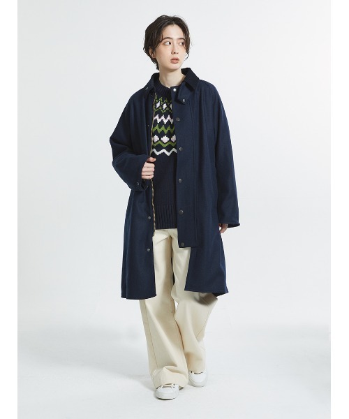 ほぼ未使用✨　バブアー　ステンカラーコート　42 XL ネイビー　ロング　メンズ Barbour（バブアー） ステンカラーコート 42 ネイビー メンズ