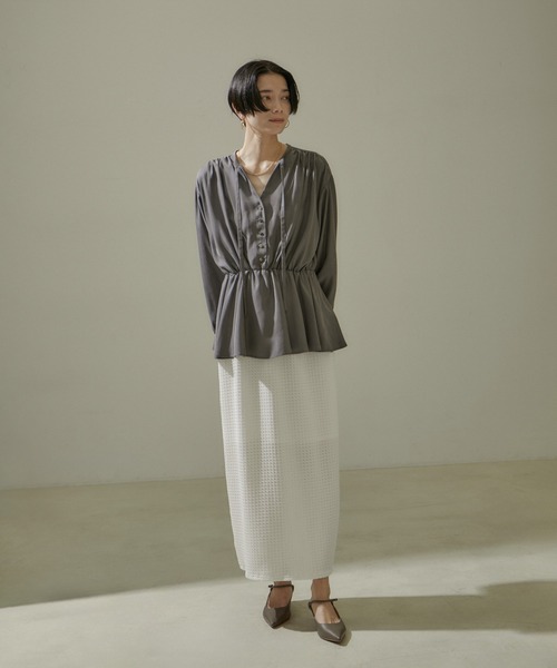 「SALON adam et rope'」 長袖ブラウス FREE ベージュ レディース_画像3