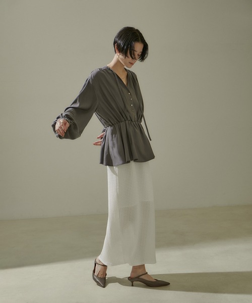 「SALON adam et rope'」 長袖ブラウス FREE ベージュ レディース_画像4