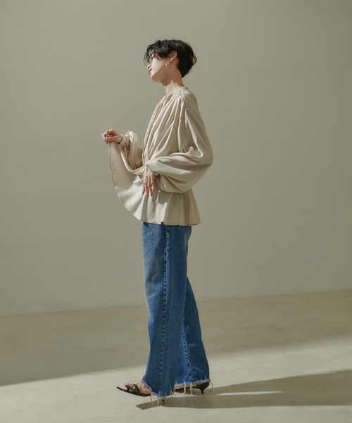 「SALON adam et rope'」 長袖ブラウス FREE ベージュ レディース_画像5