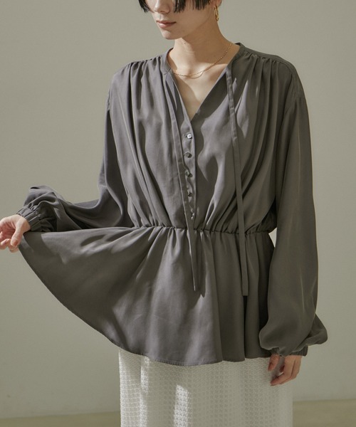 「SALON adam et rope'」 長袖ブラウス FREE ベージュ レディース_画像9