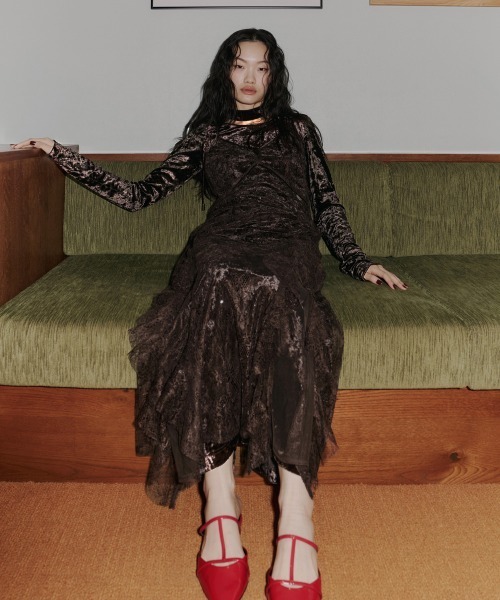 【ANDRESD】sparkle lace velour dress ANDRESD ドレス スパークルレースベロアドレス / sparkle lace velour