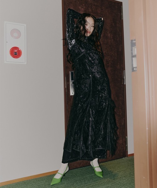 ANDRESD ドレス スパークルレースベロアドレス / sparkle lace velour