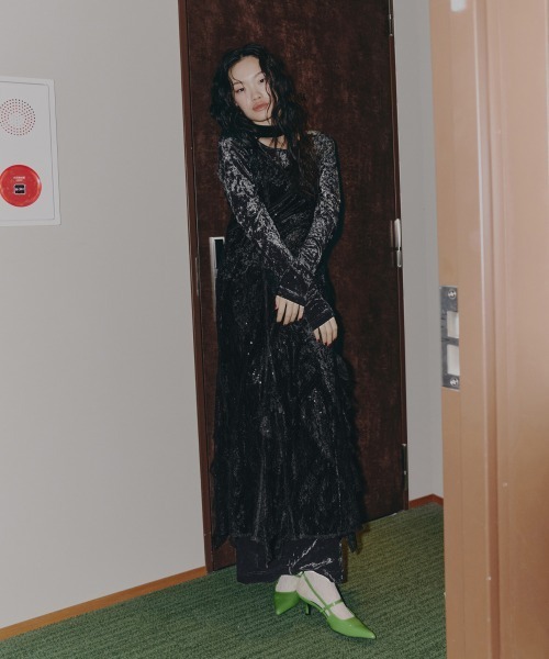 ANDRESD ドレス スパークルレースベロアドレス / sparkle lace velour