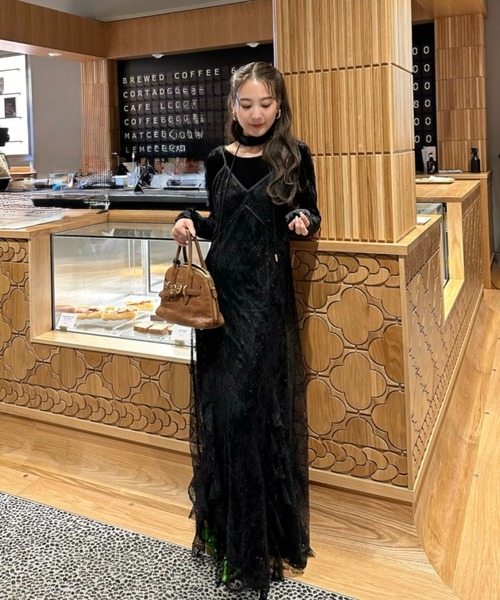 【ANDRESD】sparkle lace velour dress ANDRESD ドレス スパークルレースベロアドレス / sparkle lace velour