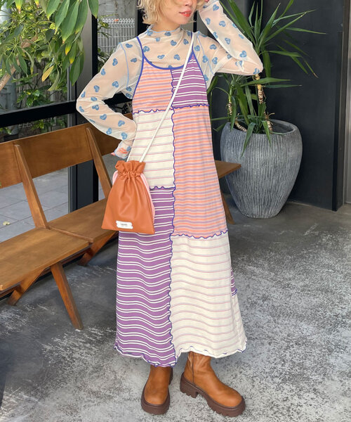 「HELLO.SANFRANCISCO」 キャミソールワンピース ONE SIZE イエロー レディース_画像5