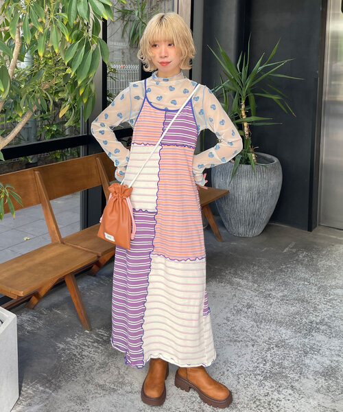 「HELLO.SANFRANCISCO」 キャミソールワンピース ONE SIZE イエロー レディース_画像6