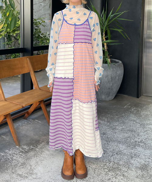 「HELLO.SANFRANCISCO」 キャミソールワンピース ONE SIZE イエロー レディース_画像9