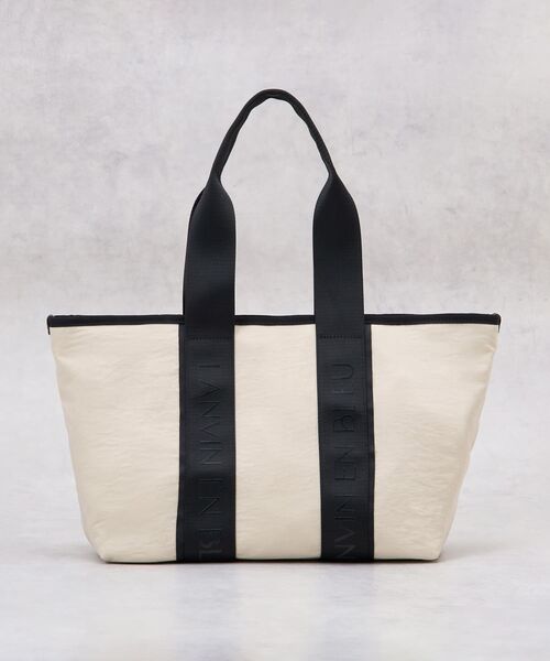 LANVIN en Bleu トートバッグ ロゴテープワイドトートバッグ LANVIN en Bleu ロゴテープワイドトートバッグ ブラック