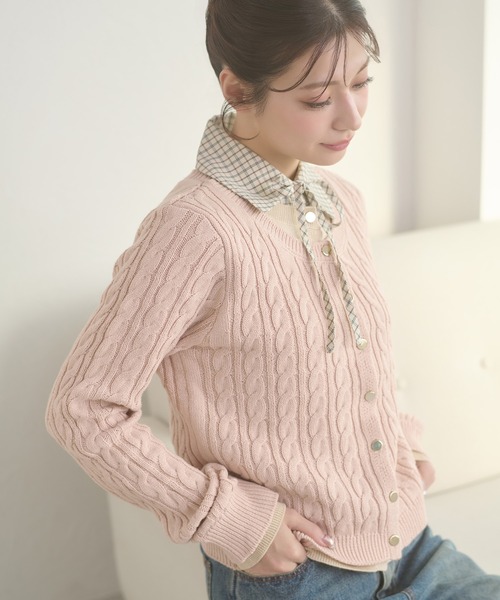 Ambre Neige（アンブルネージュ） カーディガン Attached collar fake