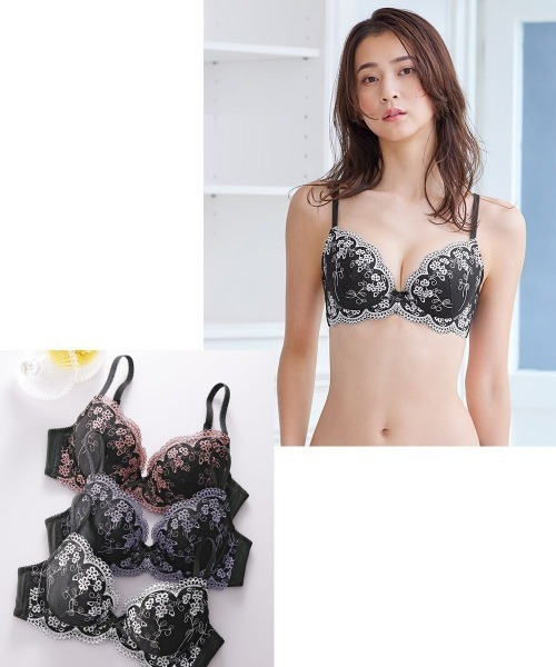 ニッセン（nissen） ブラジャー フラワーレースブラジャー3枚組