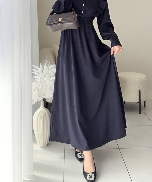 「mily bilet」 長袖ワンピース MEDIUM ネイビー レディース_画像9