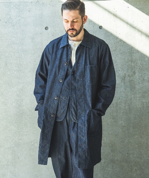 ステンカラーコート コート RINSE WASH 6oz SUPER LIGHT DENIM / UTILLITY COAT /M261105 メンズの画像