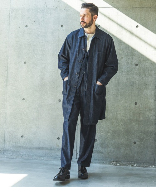 ステンカラーコート コート RINSE WASH 6oz SUPER LIGHT DENIM / UTILLITY COAT /M261105 メンズの画像