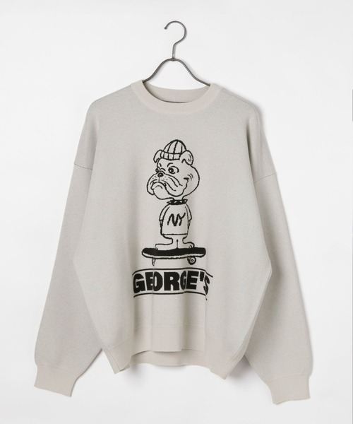「GEORGE'S」 長袖ニット MEDIUM ホワイト メンズ_画像8