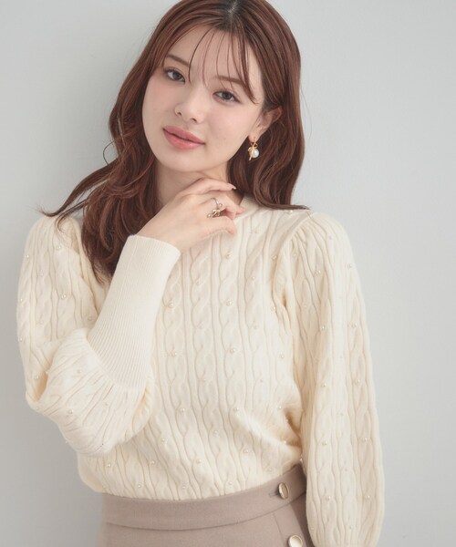 「couture brooch」 長袖ニット 38 アイボリー レディース_画像6