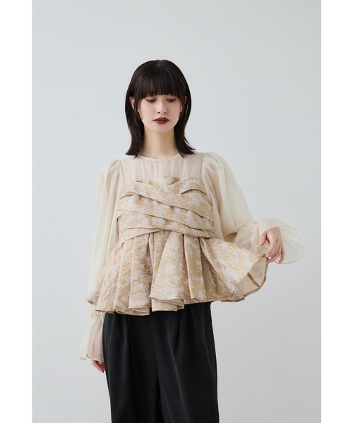 niana（ニアナ） パーティードレス パンツドレス ジャガードペプラム