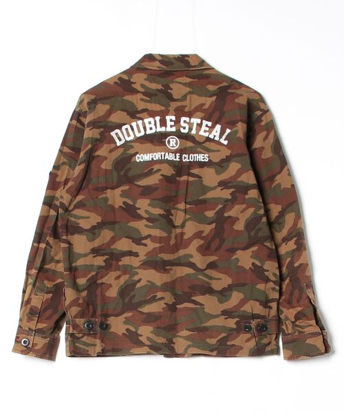 「DOUBLE STEAL」 カモフラージュ長袖シャツ L ブラウン メンズ_画像2