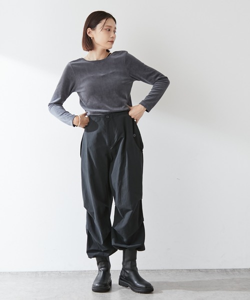 「Omekashi」 「earthy」長袖カットソー FREE チャコールグレー レディース_画像5