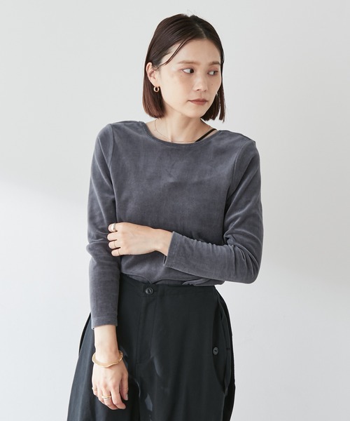 「Omekashi」 「earthy」長袖カットソー FREE チャコールグレー レディース_画像7