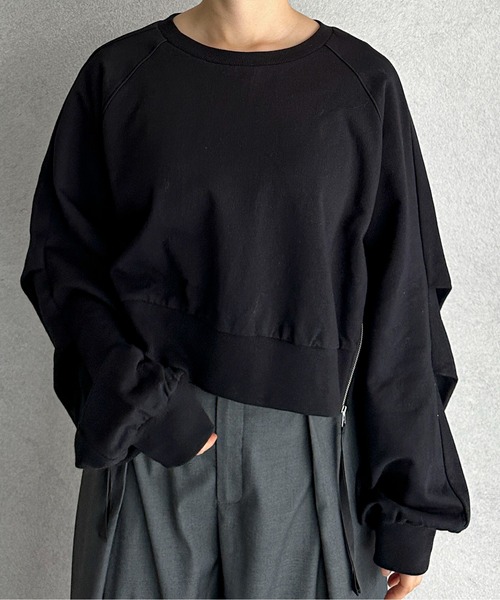 「feepur」 スウェットカットソー MEDIUM ブラック レディース_画像3