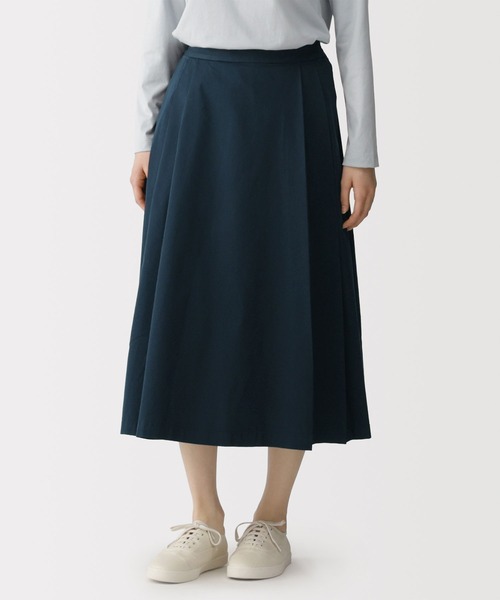 無印良品（MUJI） スカート 婦人 高密度ツイル タックフレアスカート