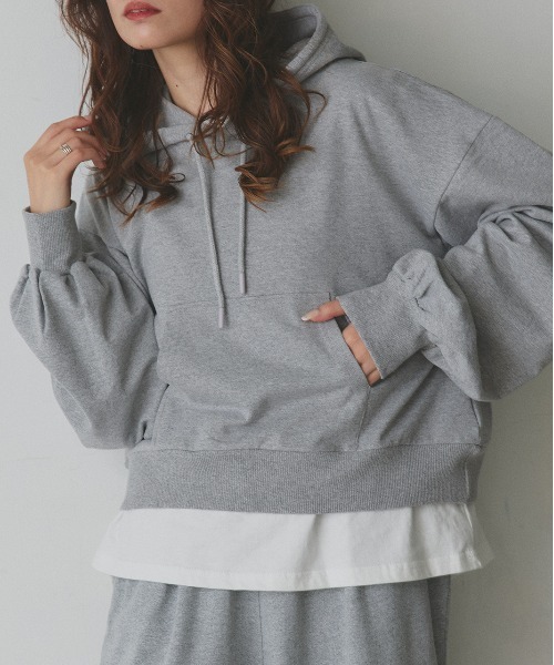 「ad thie」 プルオーバーパーカー LARGE ブラウン レディース_画像6