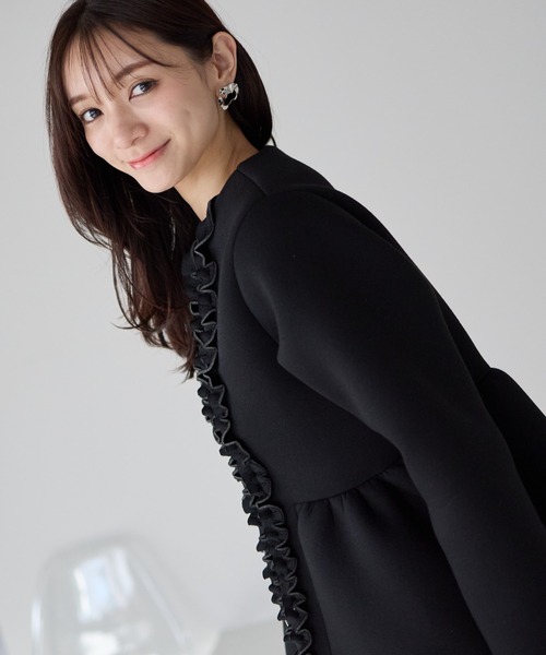 Neige（ネージュ） ジャケット ノーカラージャケット フロントフリル