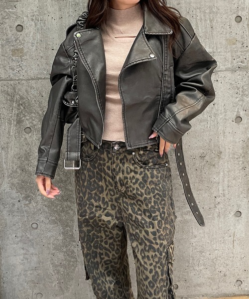 「ROGER AND RAW」 ライダースジャケット FREE グレー レディース_画像4