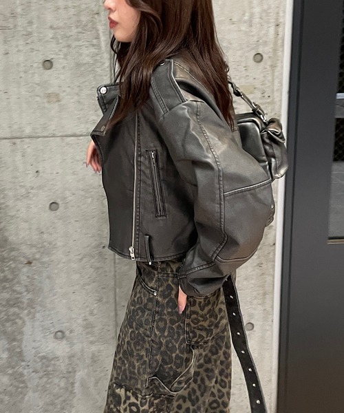 「ROGER AND RAW」 ライダースジャケット FREE グレー レディース_画像5