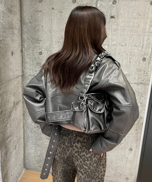 「ROGER AND RAW」 ライダースジャケット FREE グレー レディース_画像6