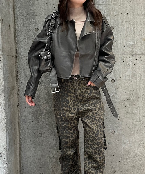 「ROGER AND RAW」 ライダースジャケット FREE グレー レディース_画像8